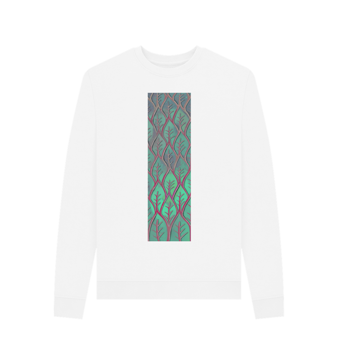 White Women\u2019s cosmic leaves crewneck sweatshirt.