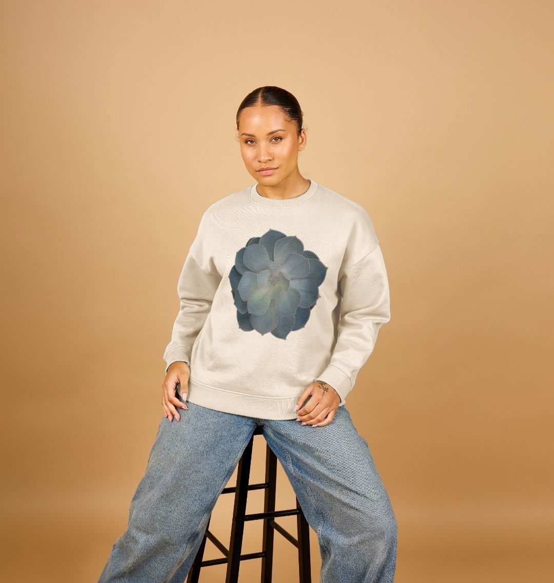 Green ombré succulent women's oversized sweatshirt.