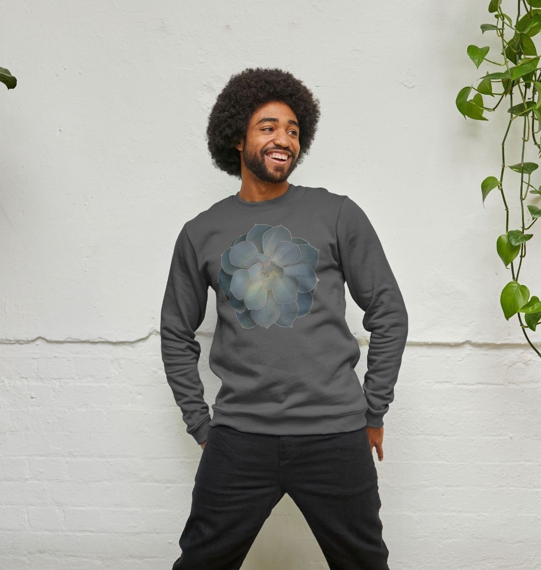 Mens green ombré succulent sweatshirt.