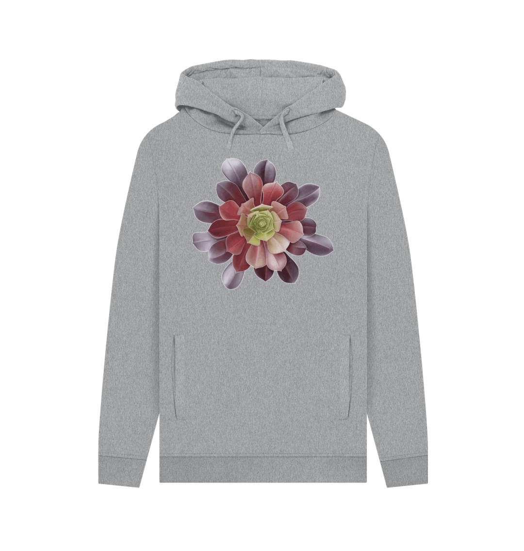 Light Heather Unisex green to purple ombr\u00e9 succulent hoodie.