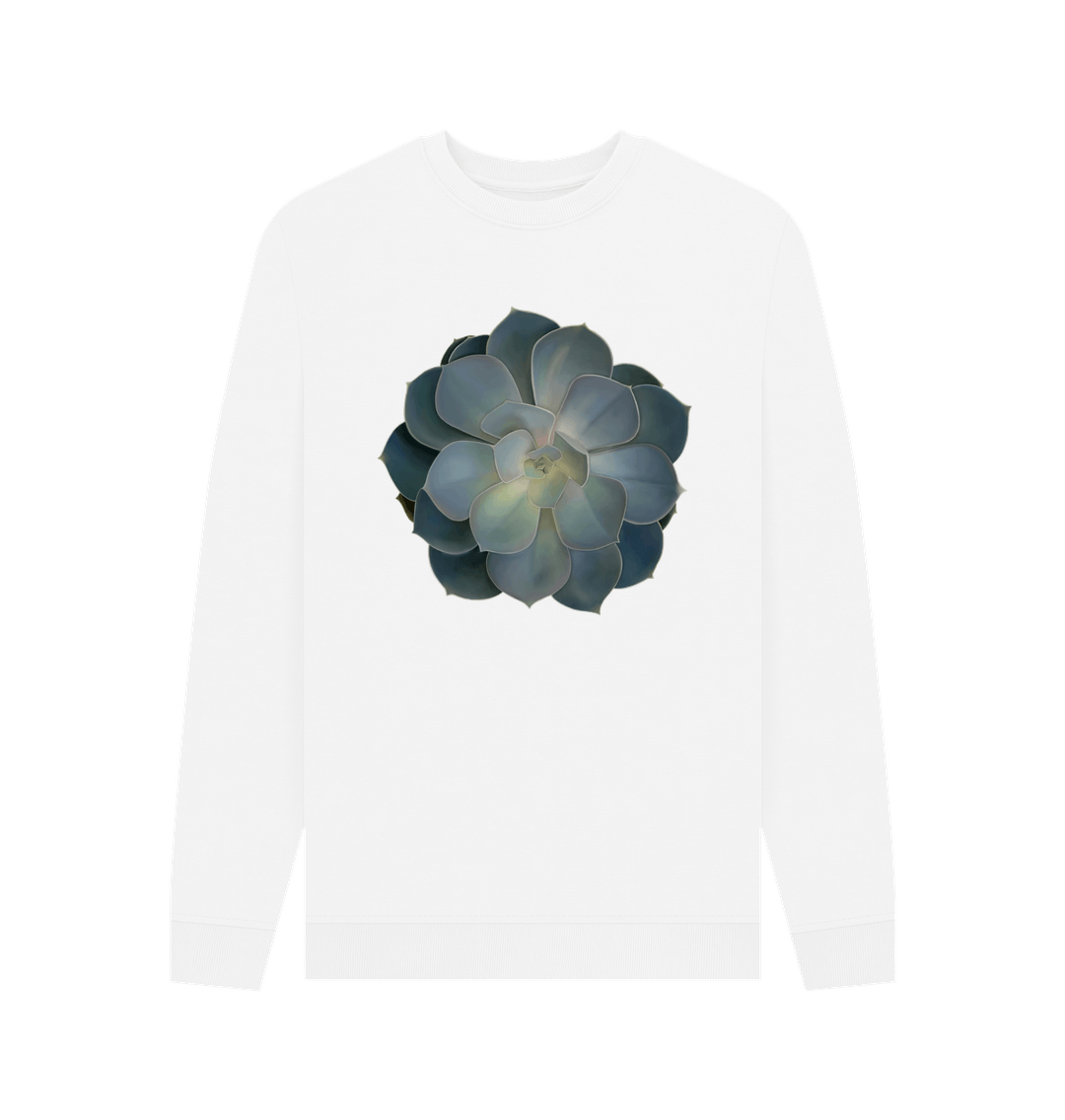 White Mens green ombr\u00e9 succulent sweatshirt.