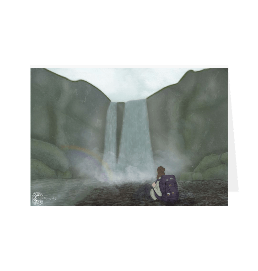 White Reflection at skogafoss landscape greetings card.