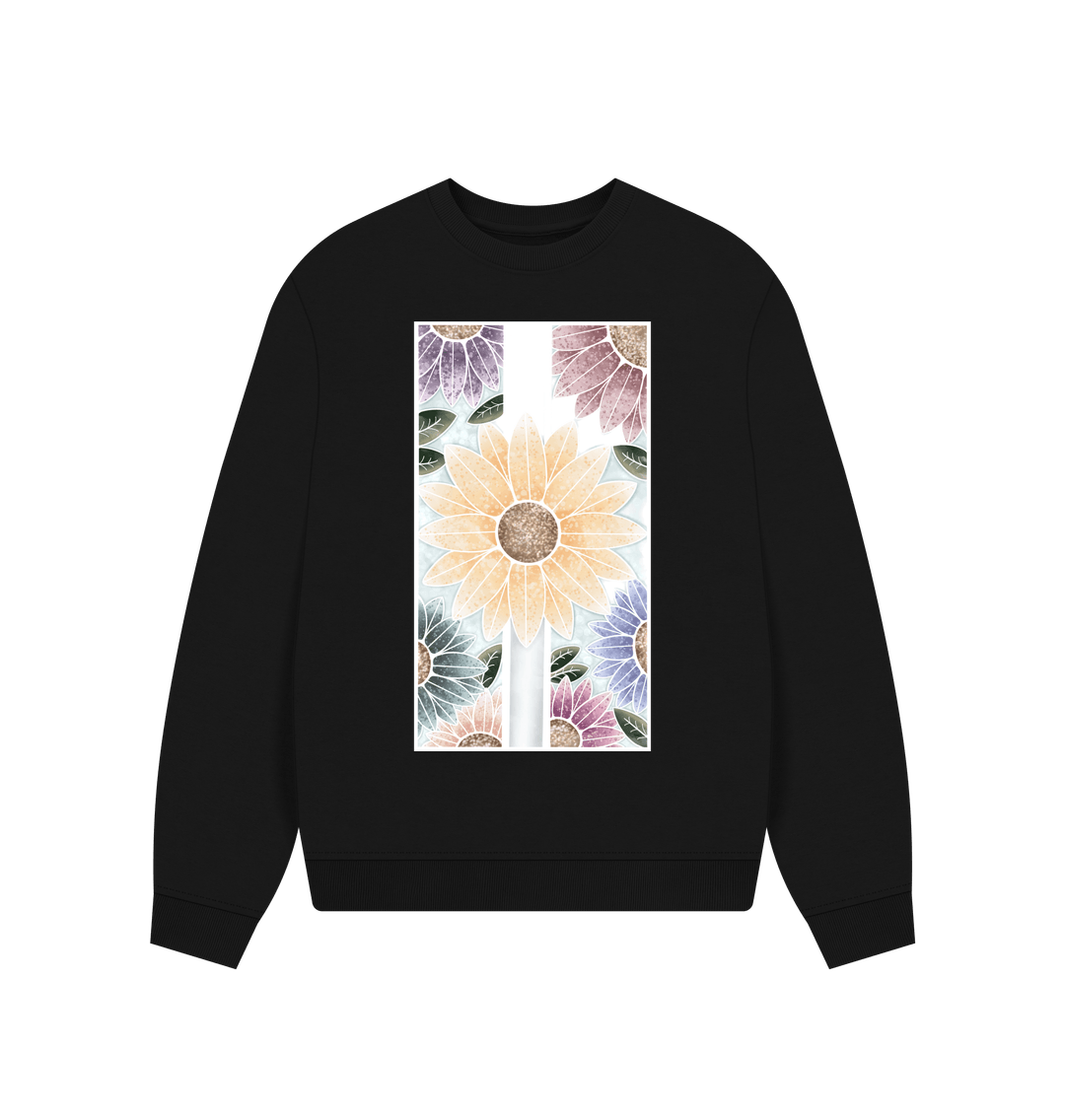 Black Women\u2019s Sunflower banner oversized sweatshirt.