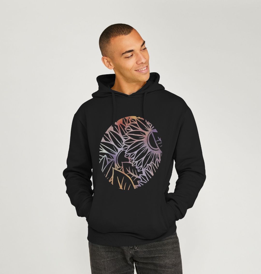 Circle spray painted sunflowers unisex hoodie.