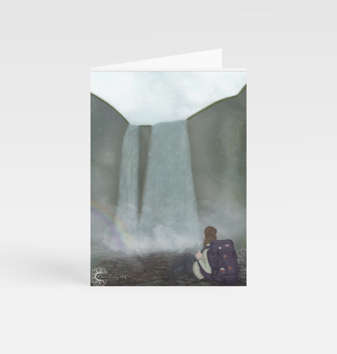 Reflection at skogafoss greetings card.