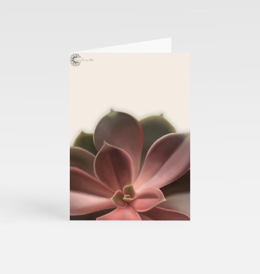Half red ombré succulents greetings card.