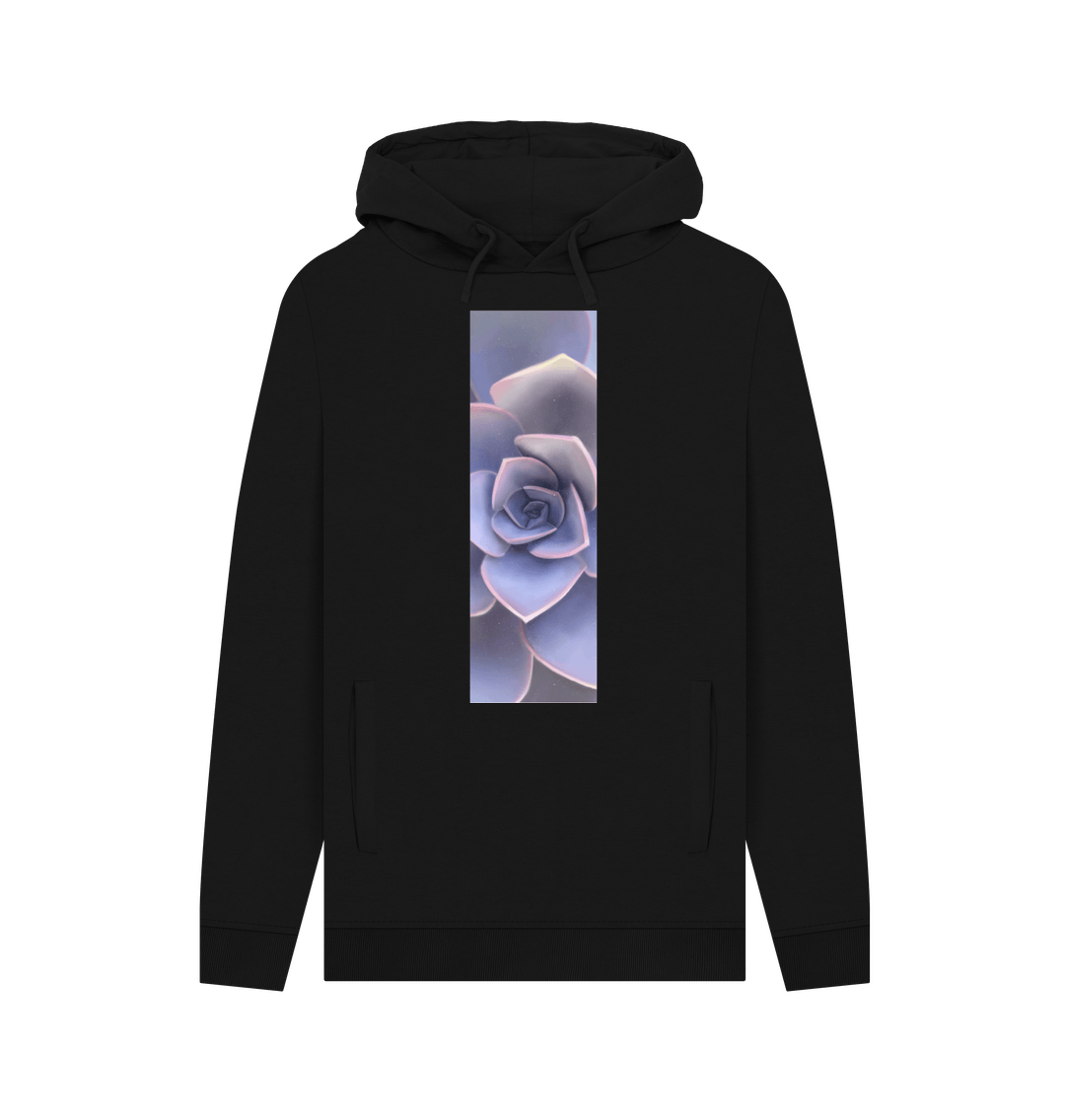 Black Unisex Purple ombr\u00e9 succulent banner hoodie.
