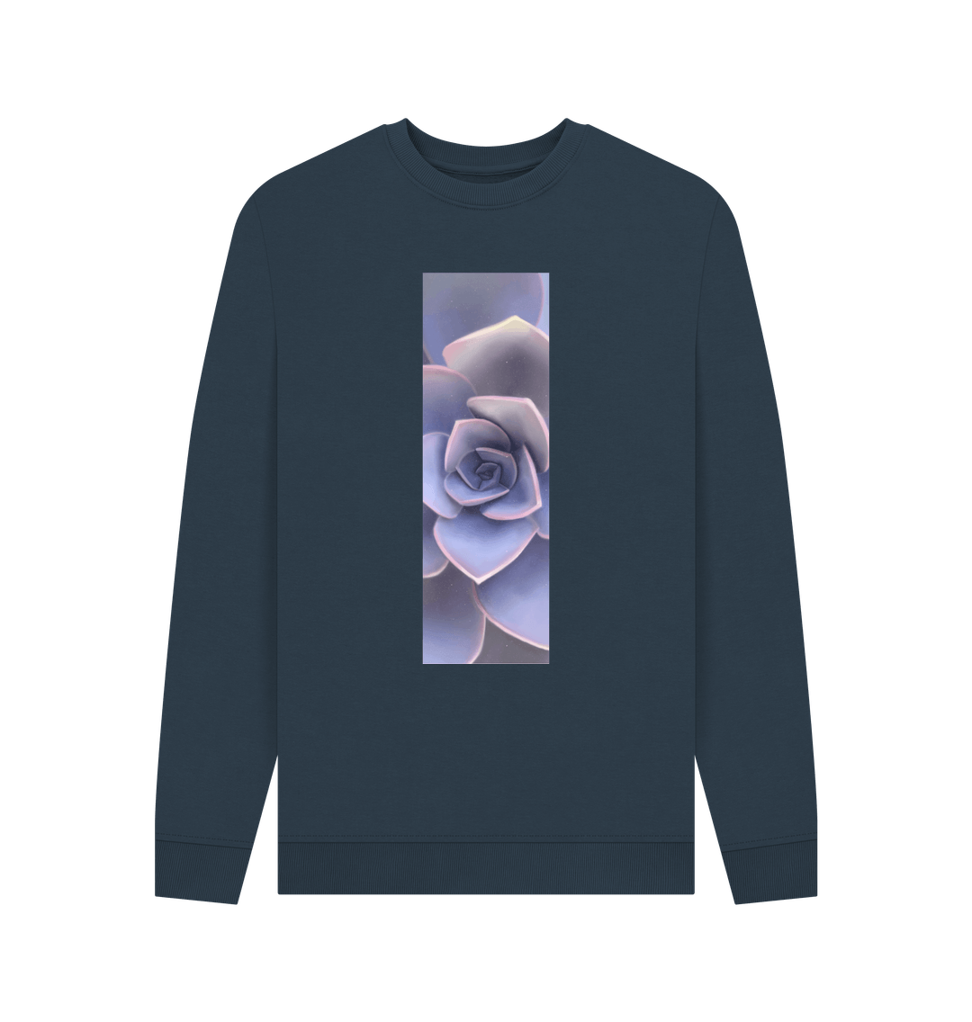 Navy Blue Men\u2019s pastel purple ombr\u00e9 succulent sweater.