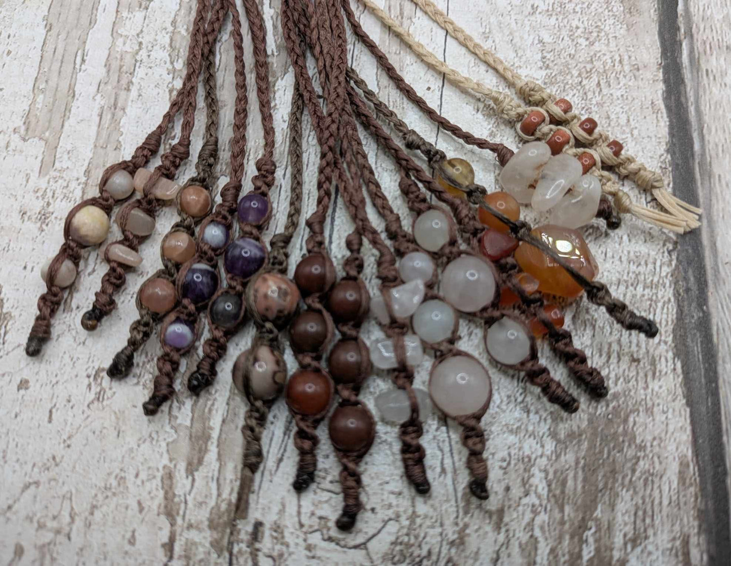 Woven semi precious stone bookmark tassel.