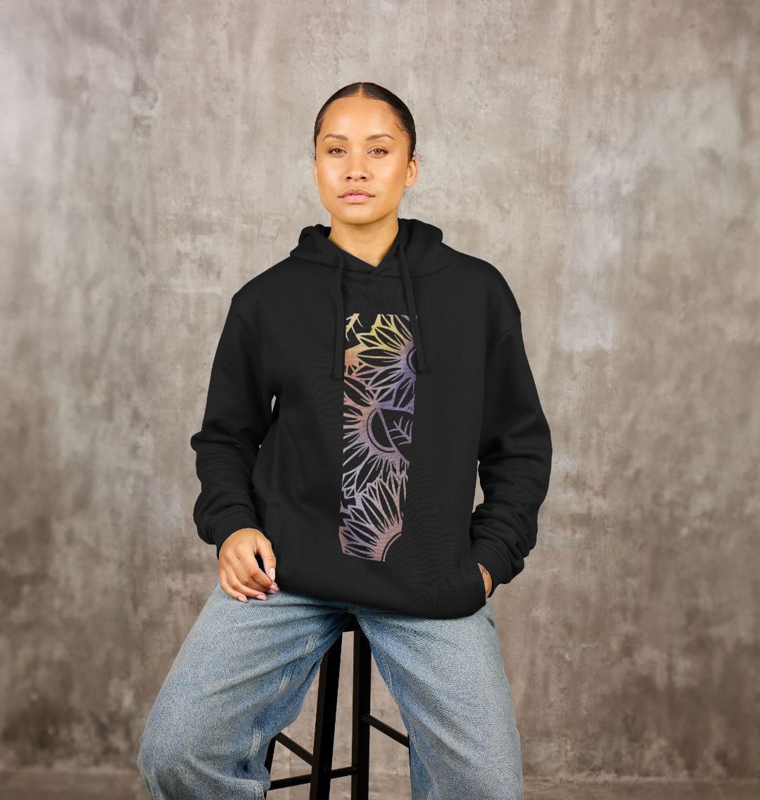 Unisex spray painted sunflower hoodie.