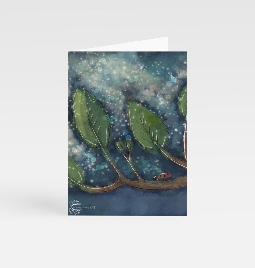 Woodland glow portrait greetings card.