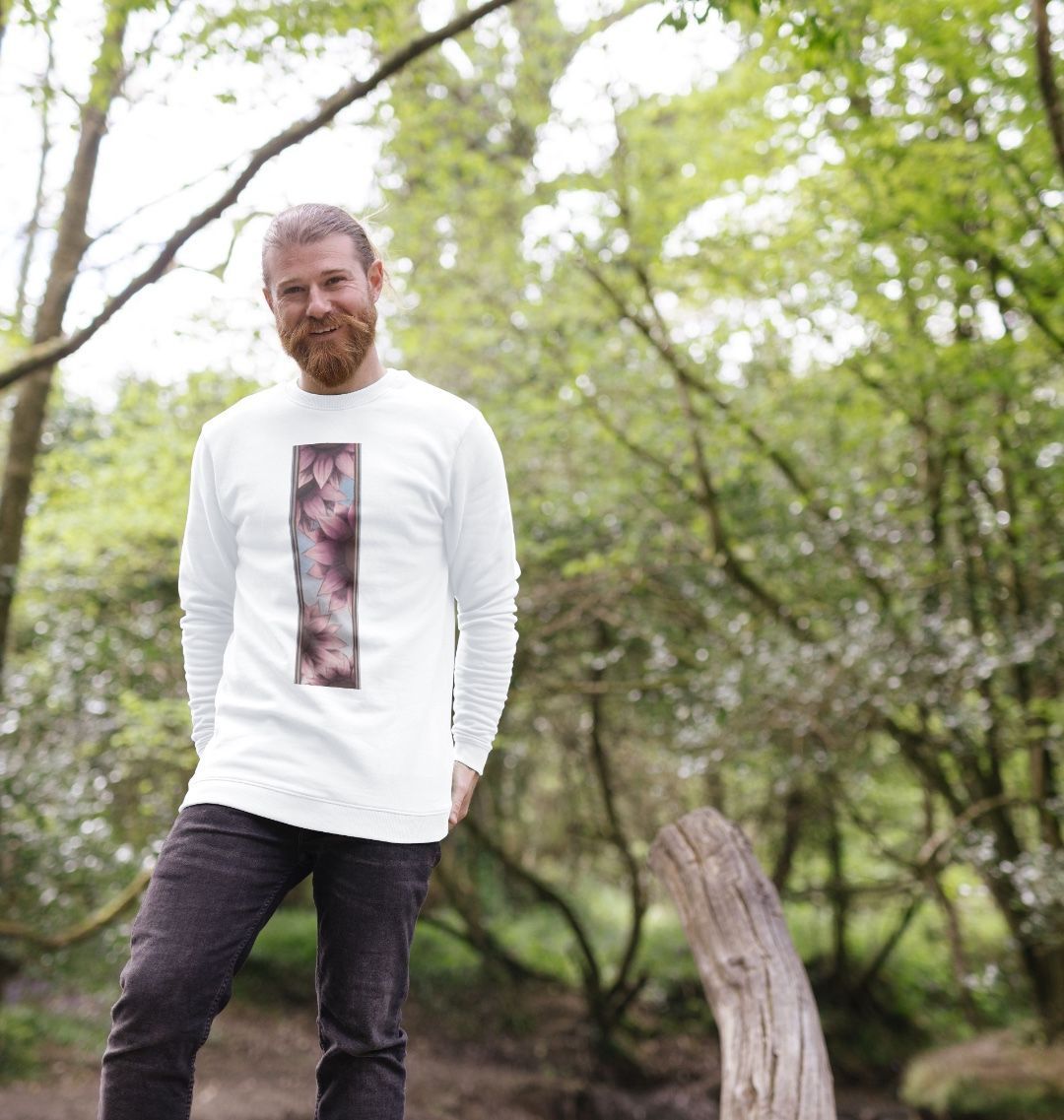 Unisex stripe of pink flowers sweatshirt.