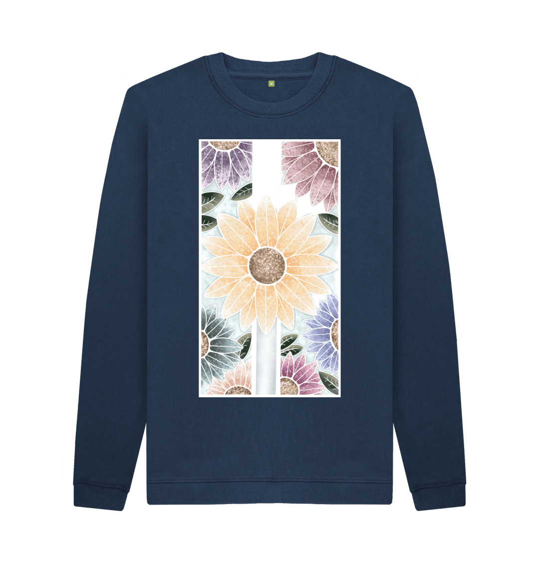 Navy Blue Printed Sweater Front