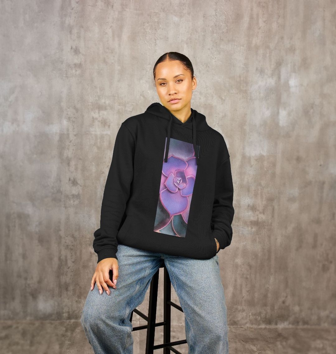 Pink to purple ombré succulent unisex hoodie.