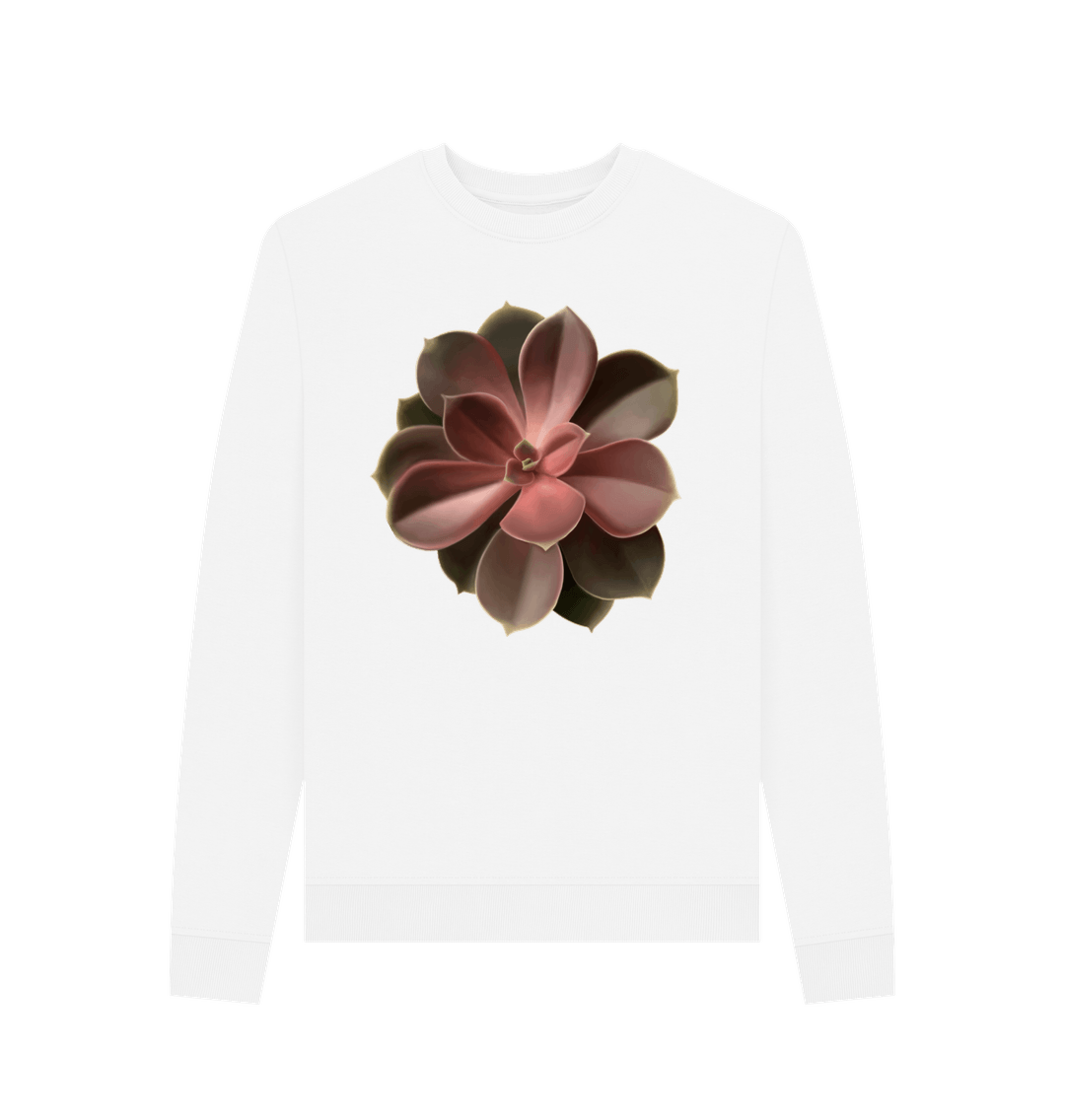 White Women\u2019s Red to green ombr\u00e9 succulent sweatshirt.