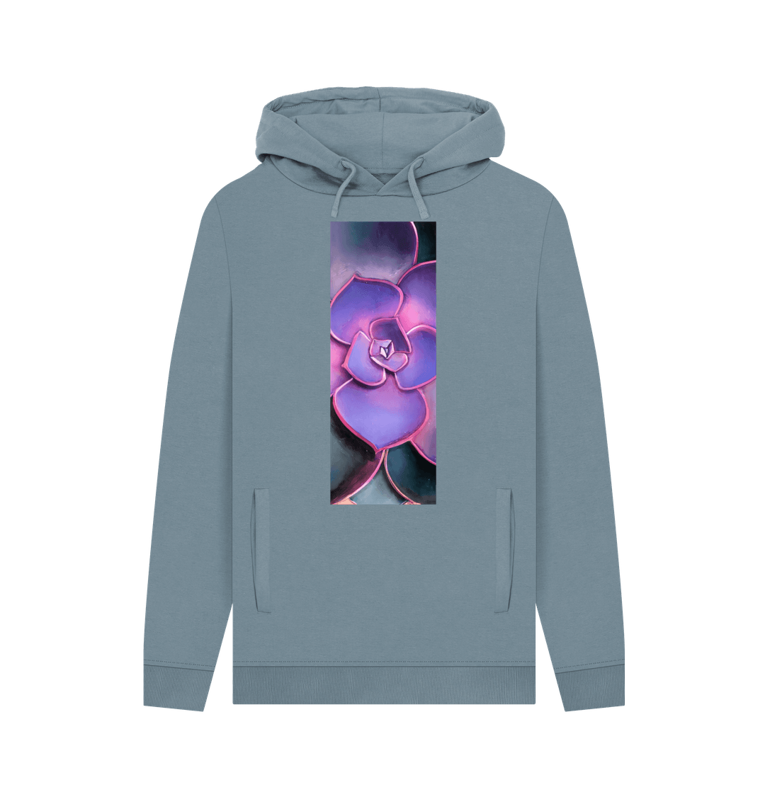 Stone Blue Pink to purple ombr\u00e9 succulent unisex hoodie.