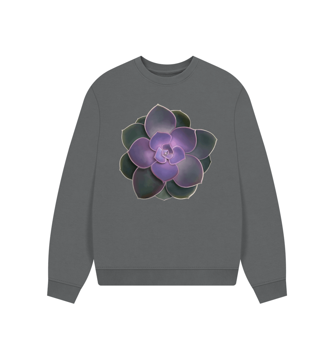 Slate Grey Purple to green ombr\u00e9 women\u2019s oversized sweatshirt.