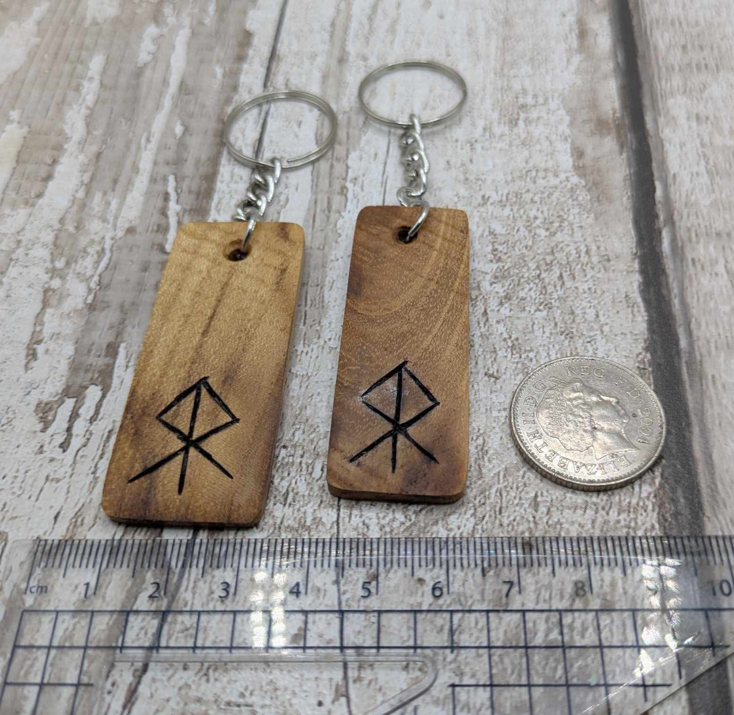 Laburnum wood protection bind rune keyring.