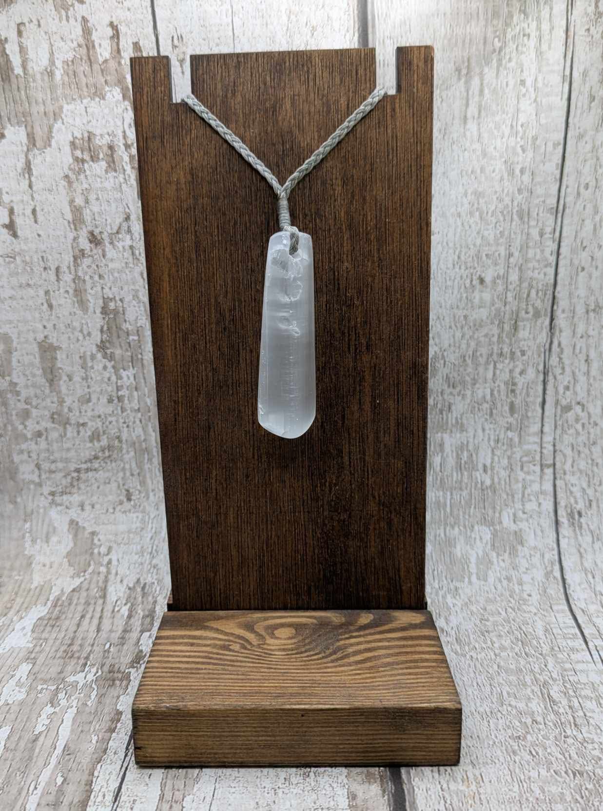 Selenite satin spar roimata pendant.