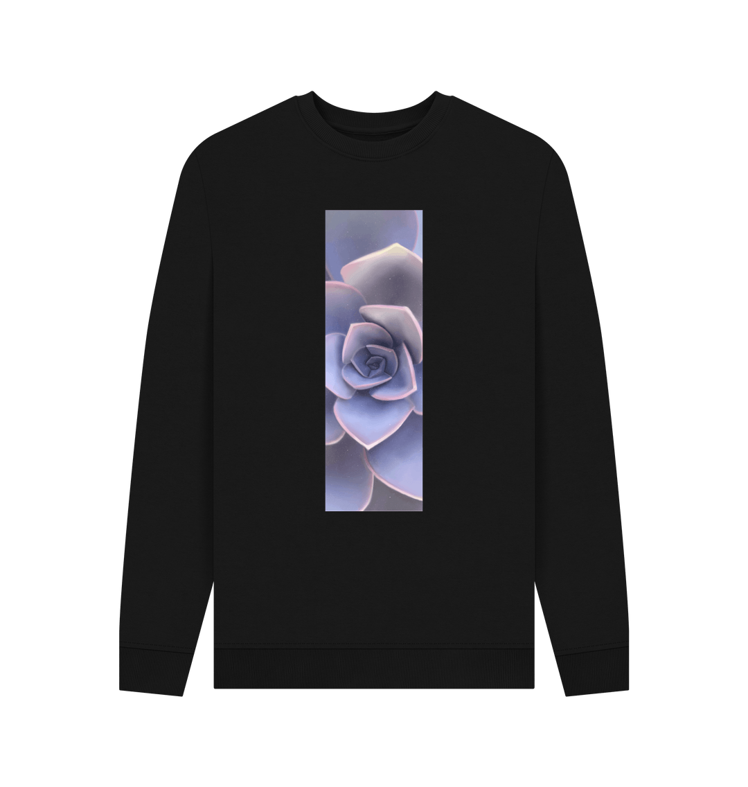 Black Men\u2019s pastel purple ombr\u00e9 succulent sweater.