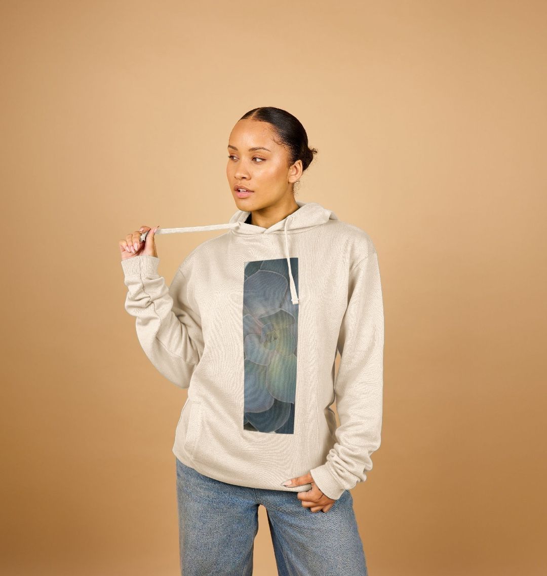 Unisex green ombré succulent banner hoodie.