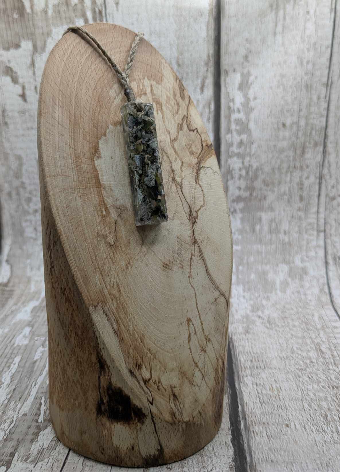 New Zealand mixed Pounamu chips pendant in UV resin.