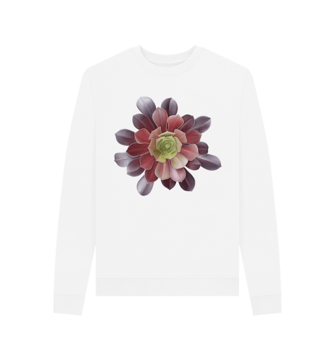 White Women\u2019s green to red ombr\u00e9 succulent crewneck sweatshirt.