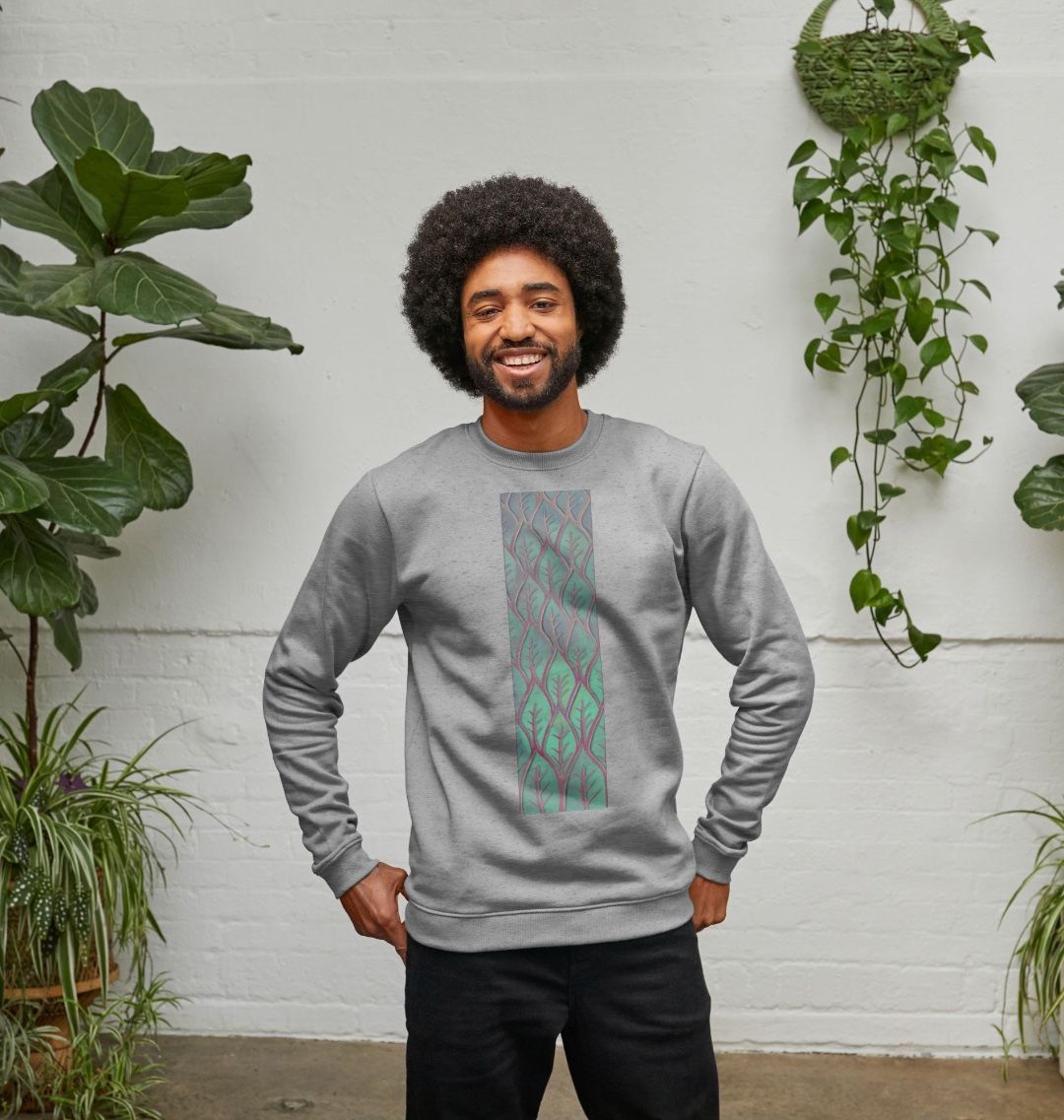 Men’s Cosmic leaves sweatshirts.