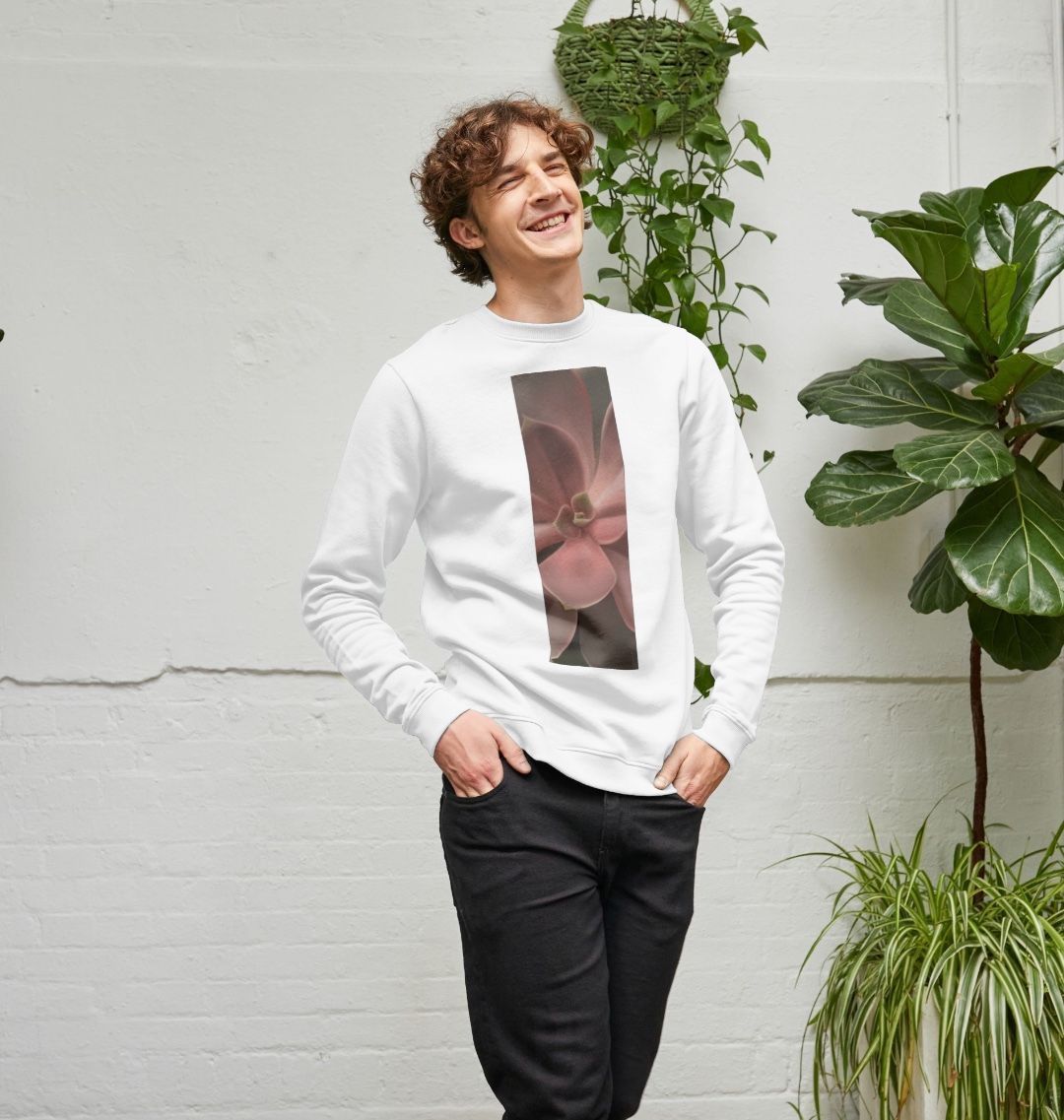 Men’s red to green succulent banner sweater.