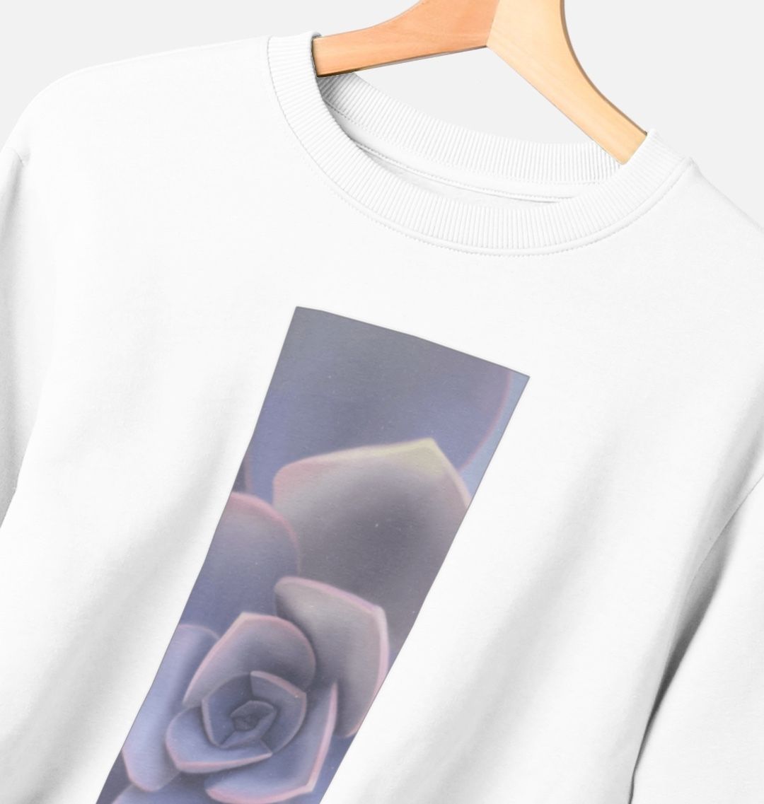 Men’s pastel purple ombré succulent banner sweater.