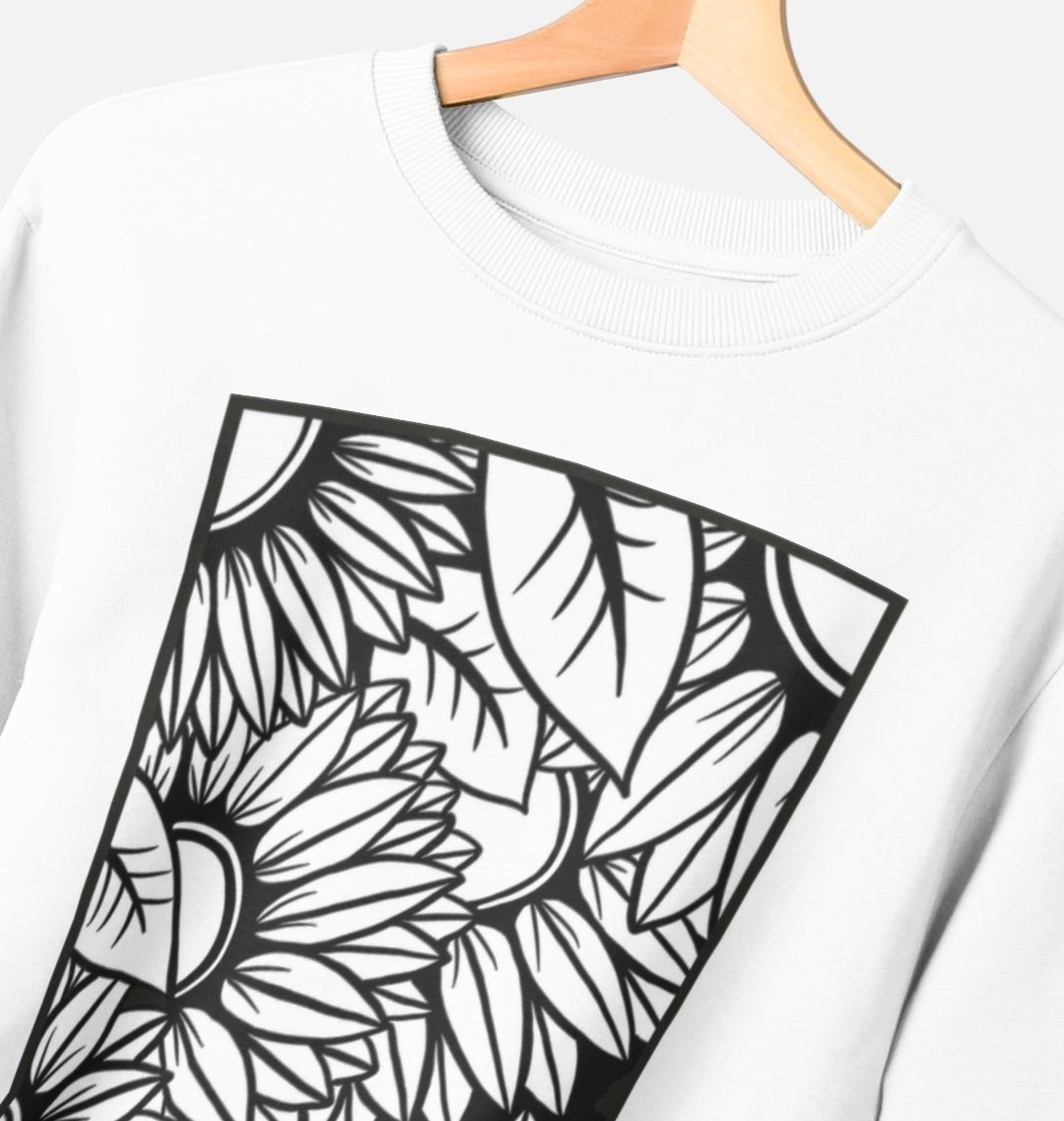 Mens sunflower outline crewneck sweatshirt.