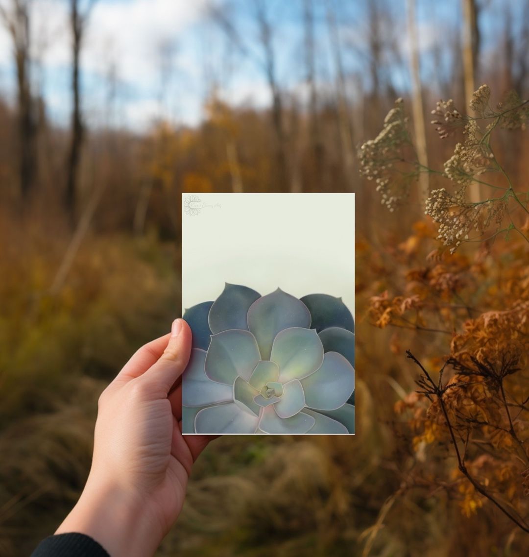 Green ombre succulents greetings card.