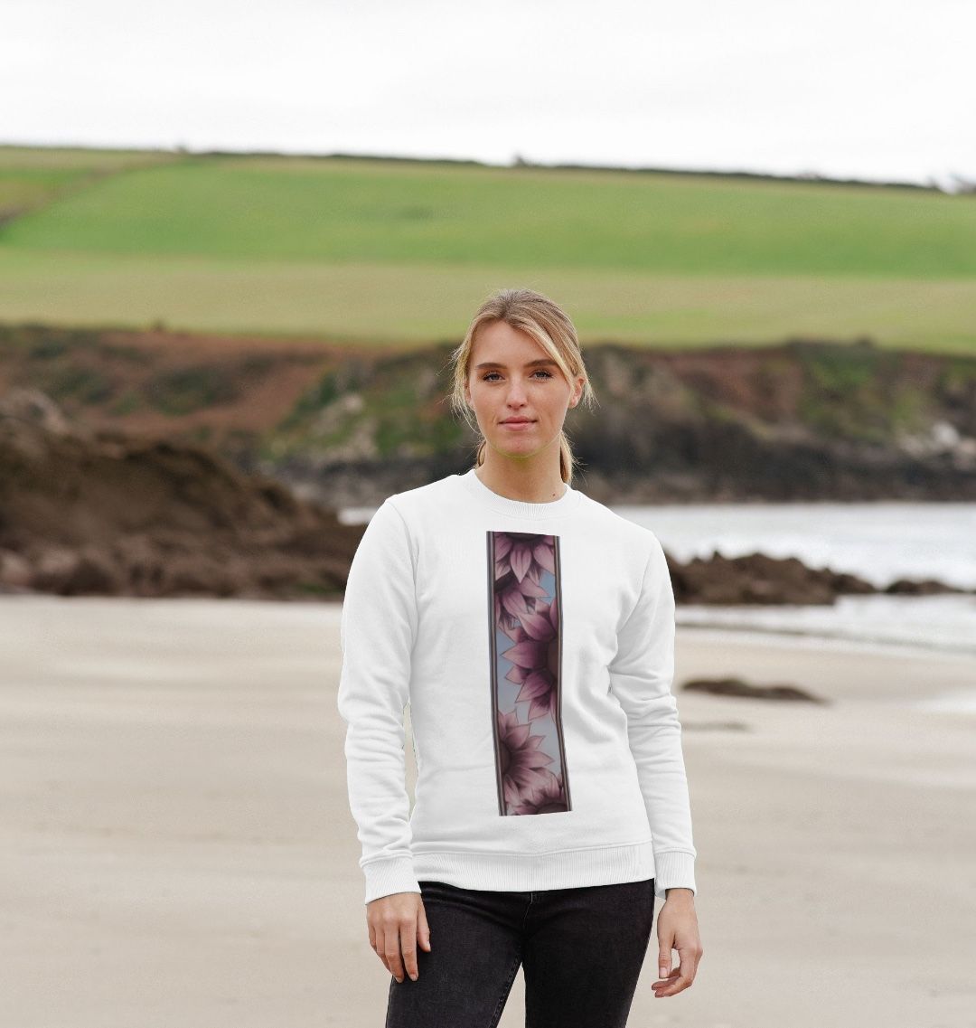 Ladies stripe of pink flowers sweatshirt.
