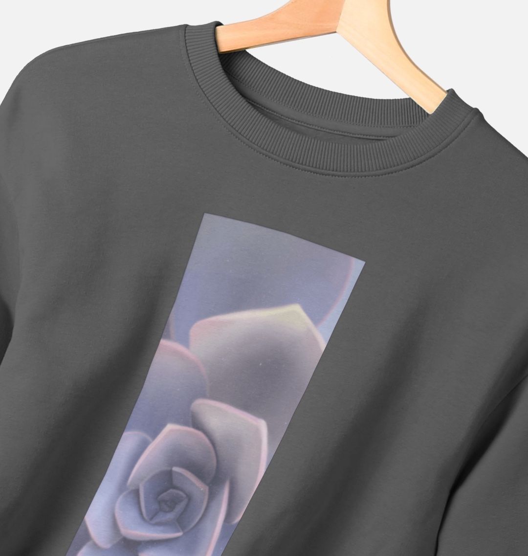 Women’s pastel purple succulent banner oversized sweatshirt.
