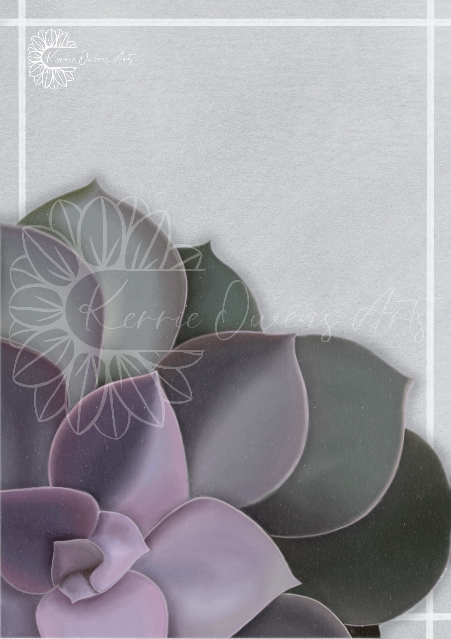 Green purple succulent plant, digital illustration, wall art, digital download.