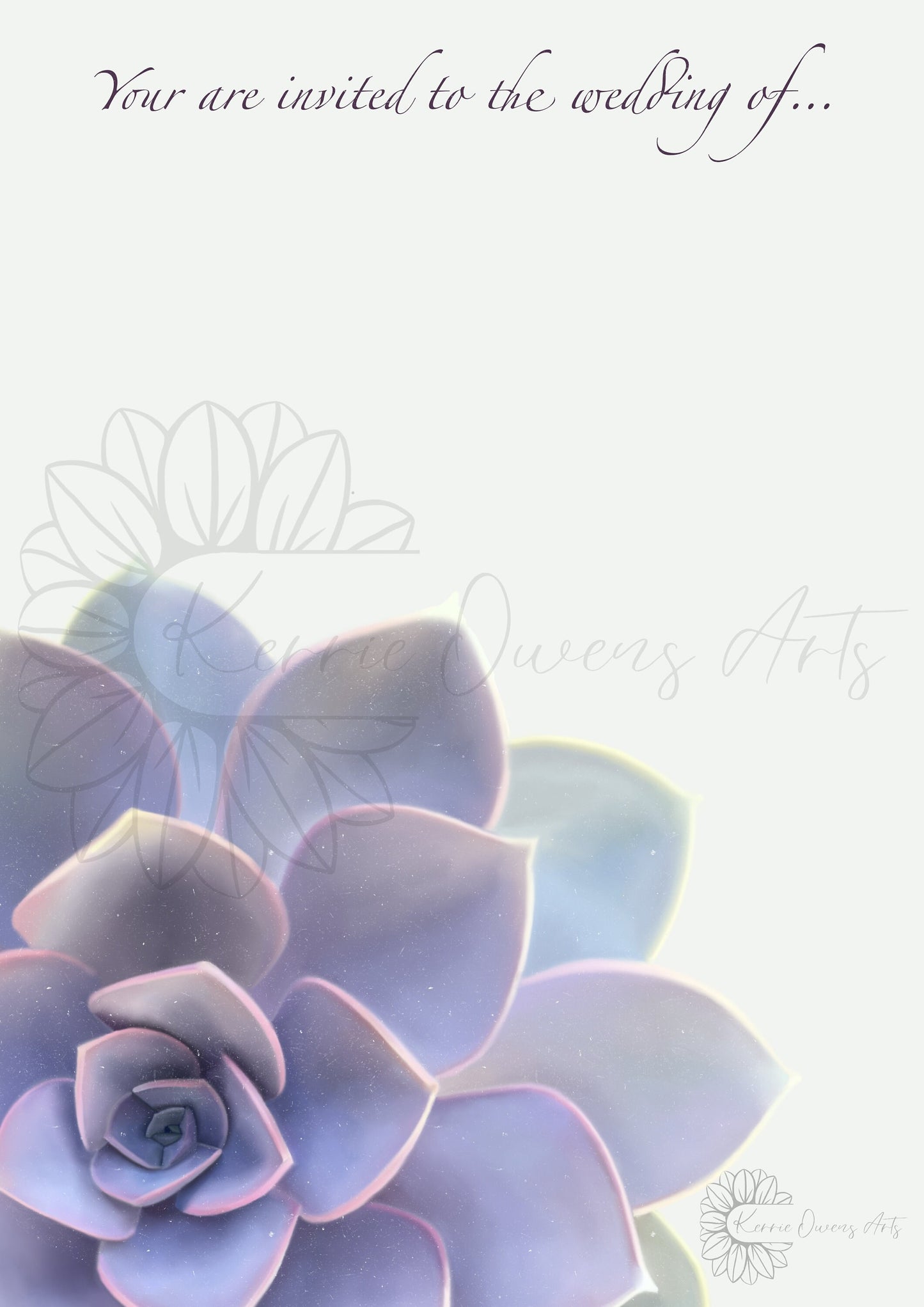 Purple succulents wedding or party stationary pack, digital download.