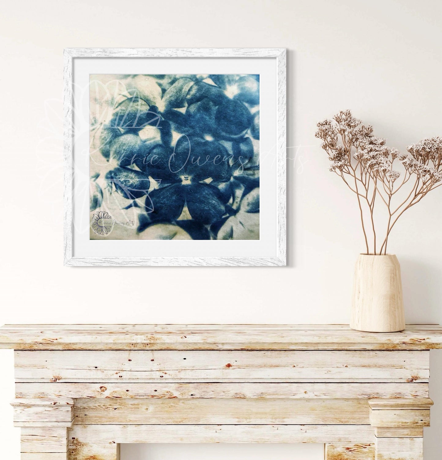 Violet flower, cyanotype negative template for acetate sheets, at home printing.