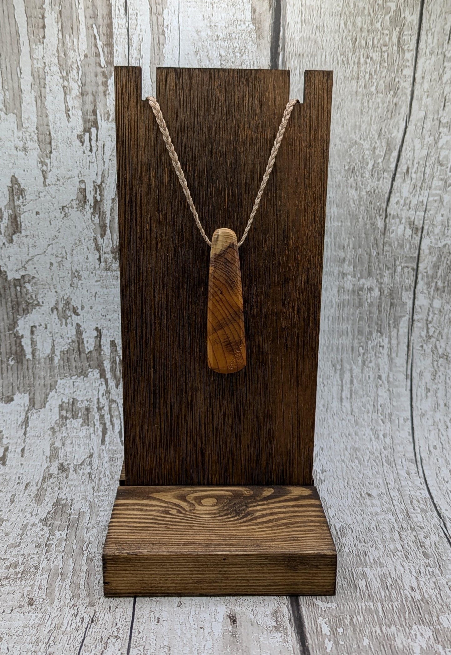 Yew wood roimata drop pendant - Handcrafted jewellery.
