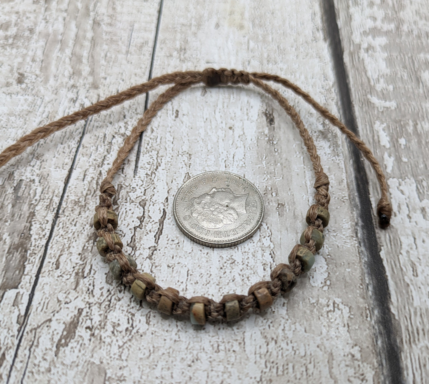 serpentine rondelle macrame adjustable bracelet.