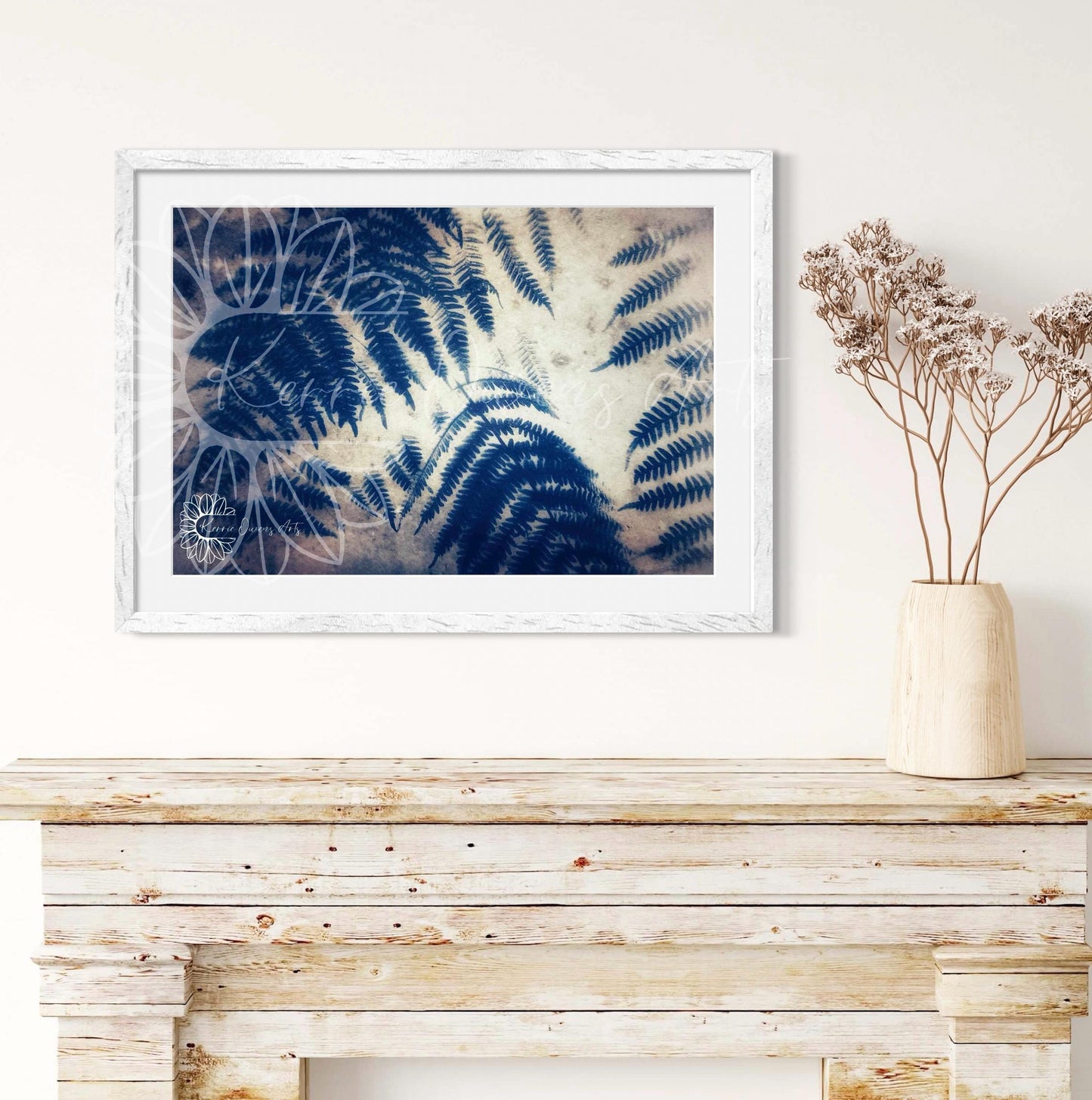Fern leaf, cyanotype negative template, digital download, print at home.