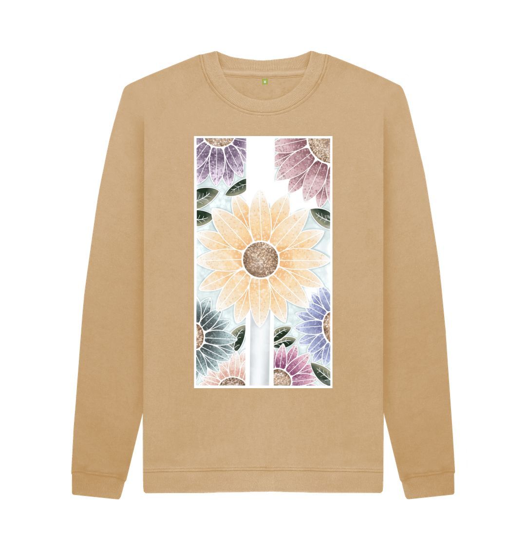 Sand Unisex sunflower banner motif sweatshirt.