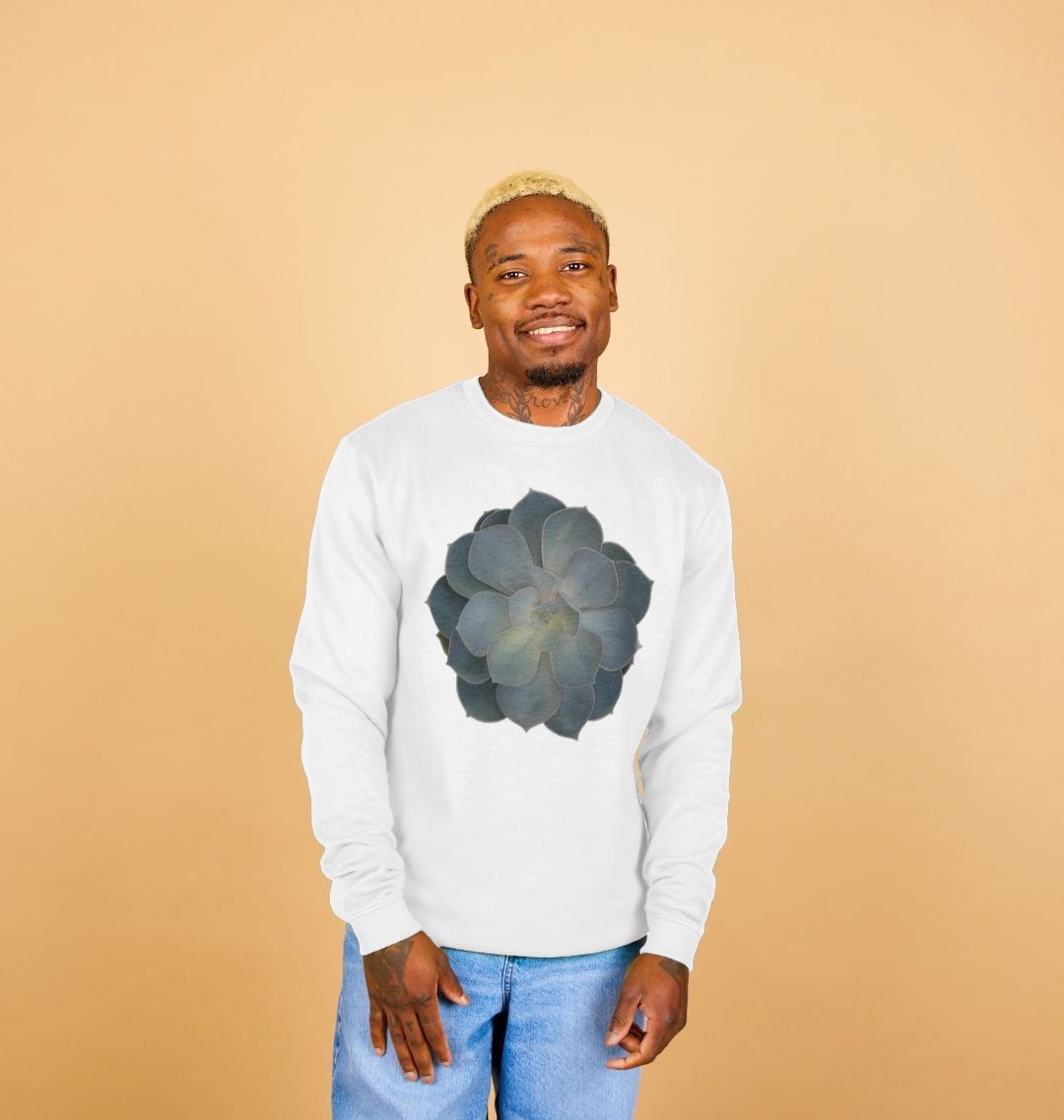 Mens green ombré succulent sweatshirt.