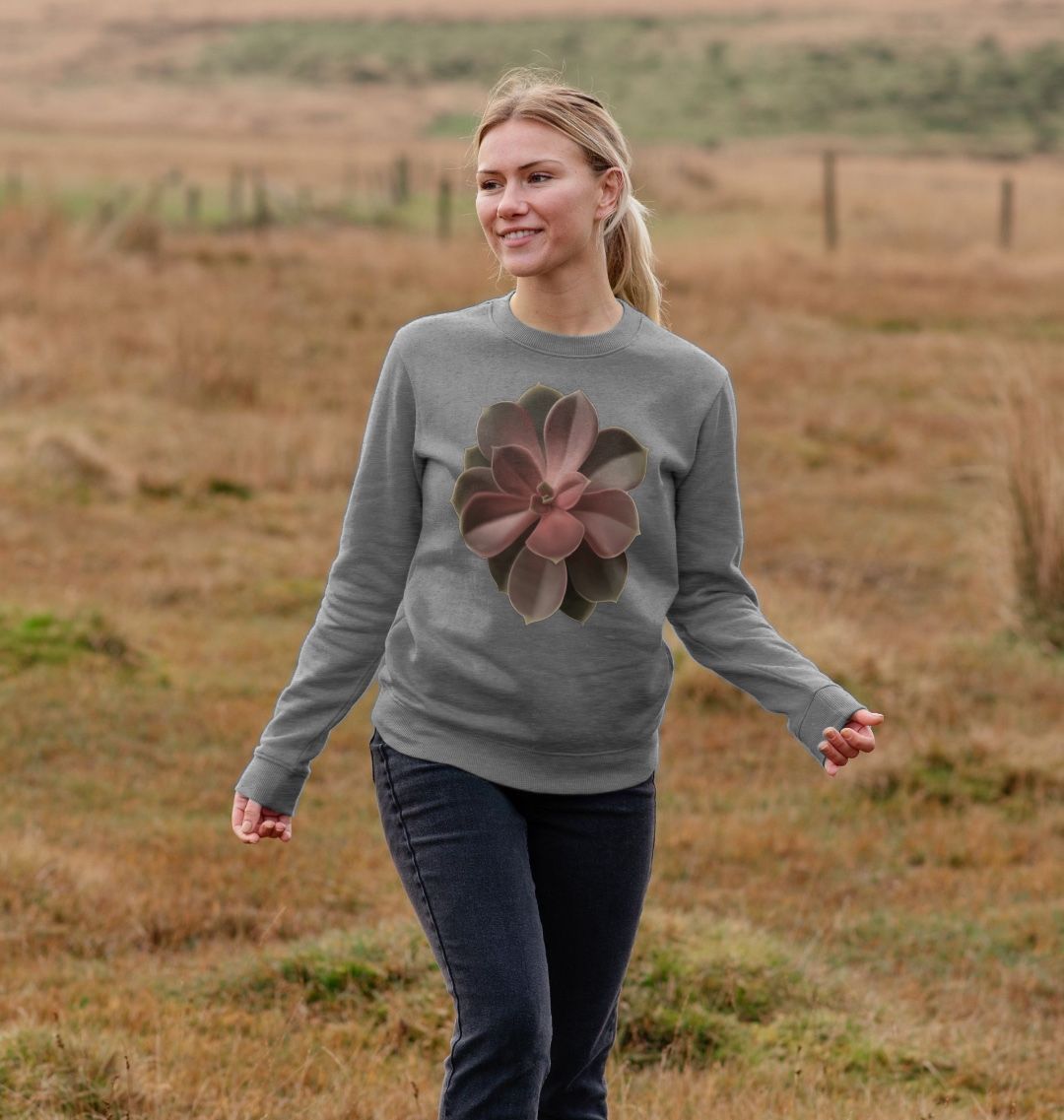 Women’s Red to green ombré succulent sweatshirt.
