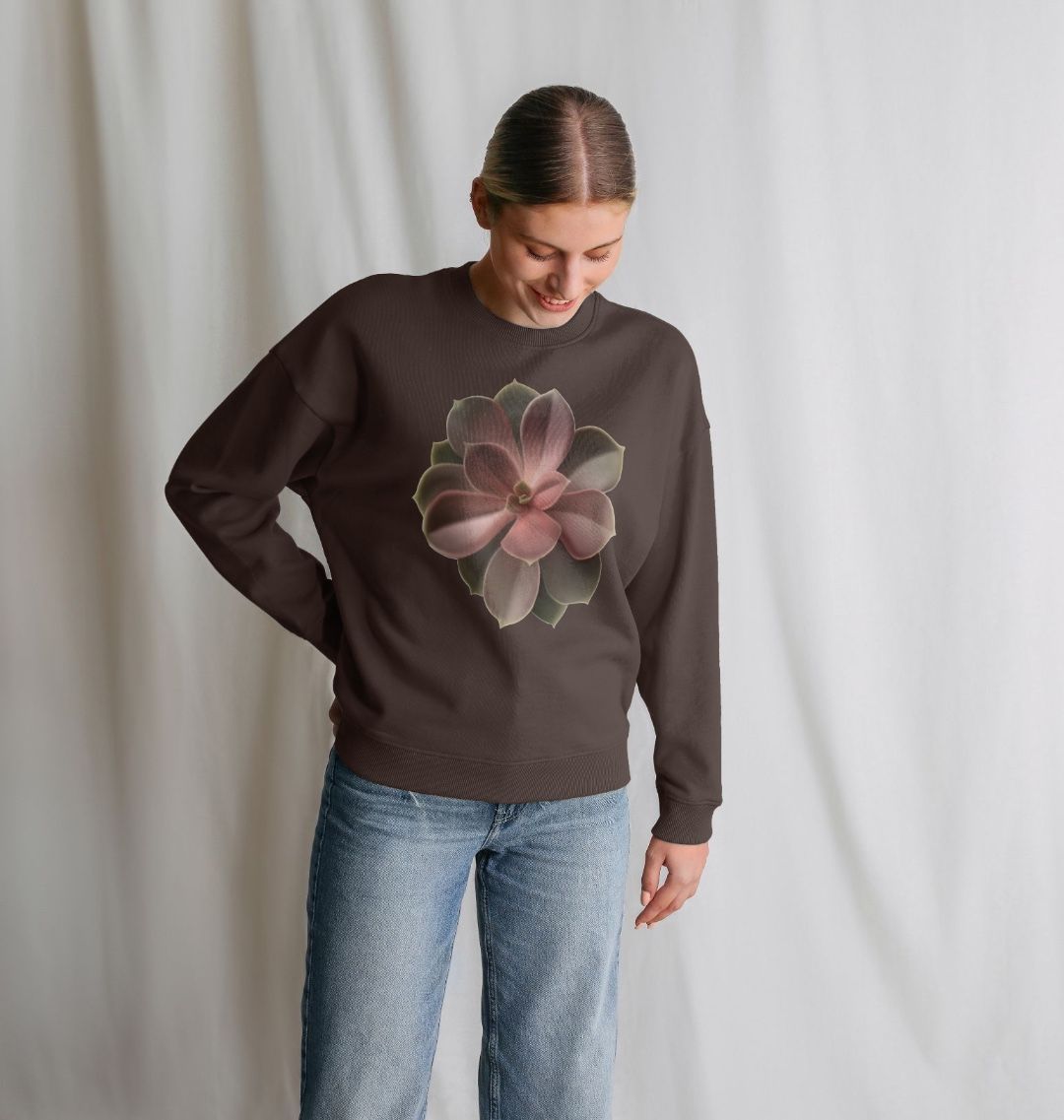 Red to green ombré succulent women’s oversized sweatshirt.