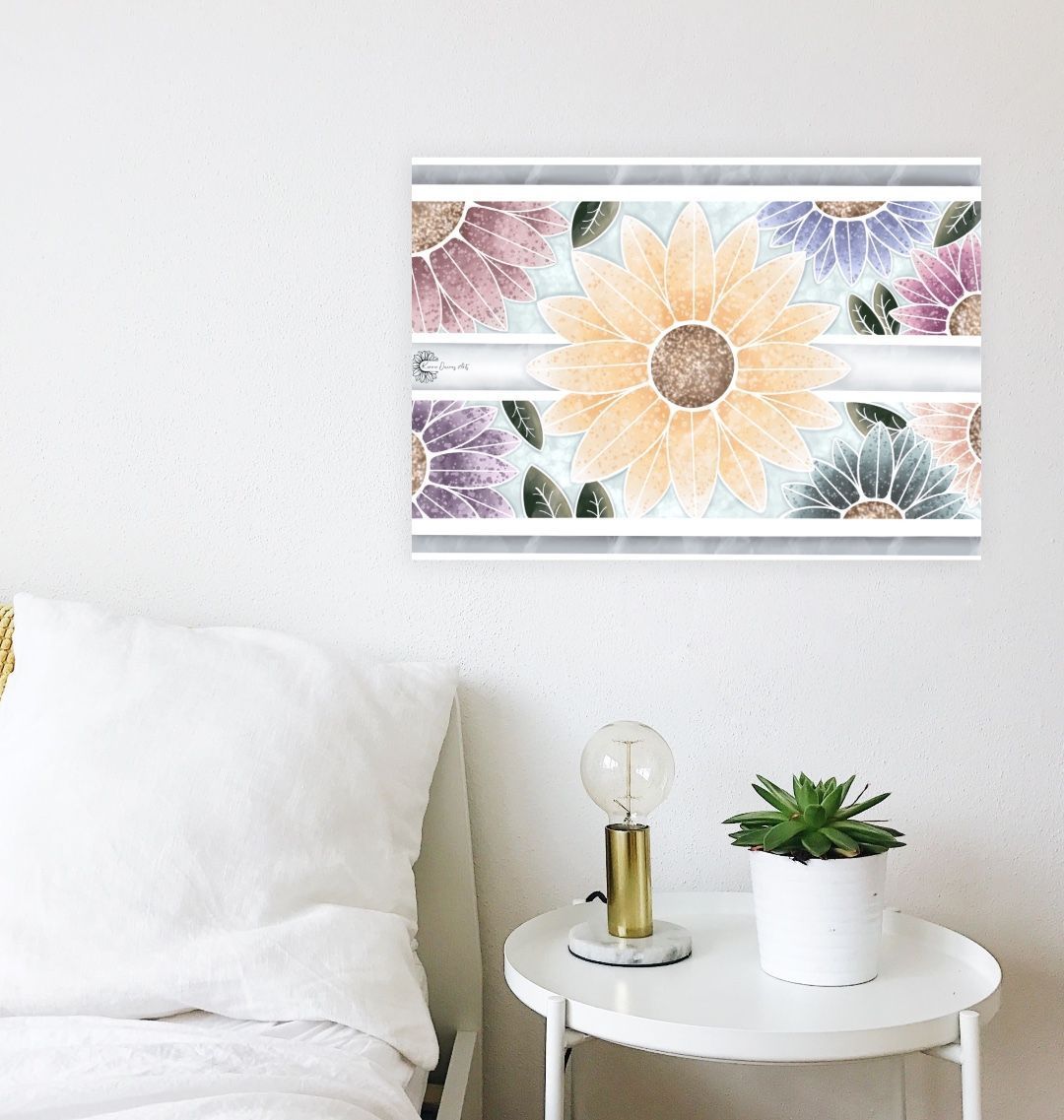 Sunflower banner panel poster print.