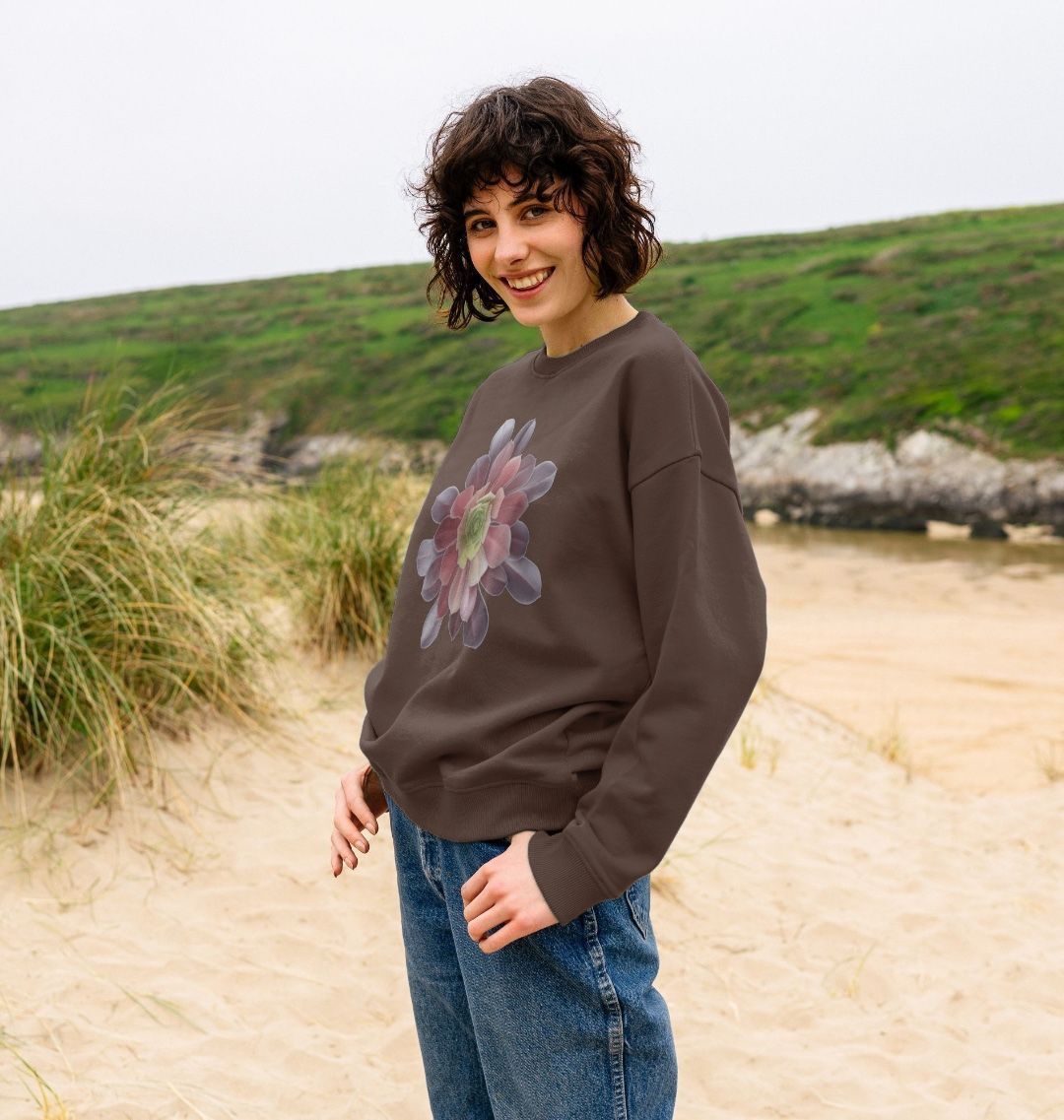 Green to purple ombré oversized women’s sweatshirt.