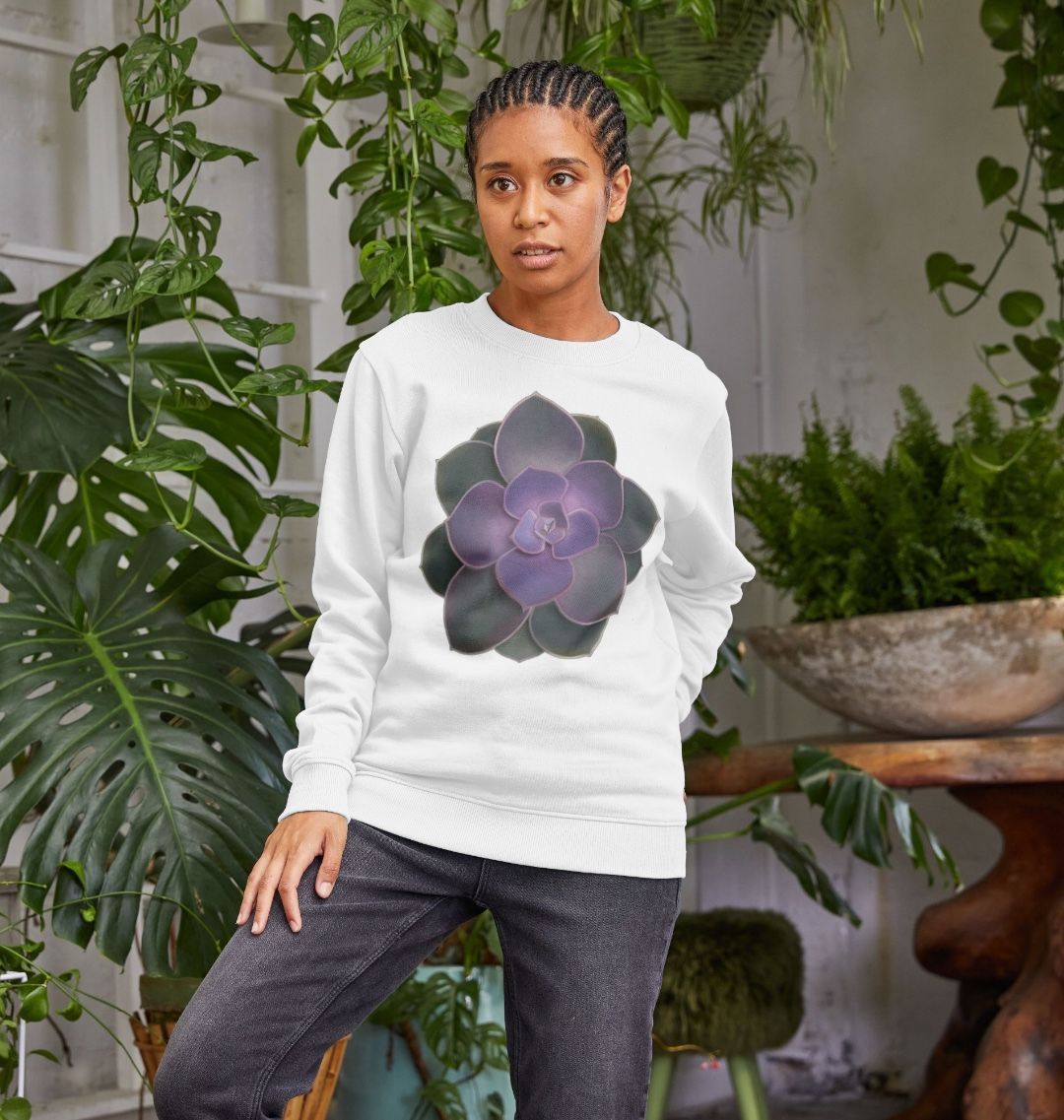 Purple to green ombré women’s sweatshirt.