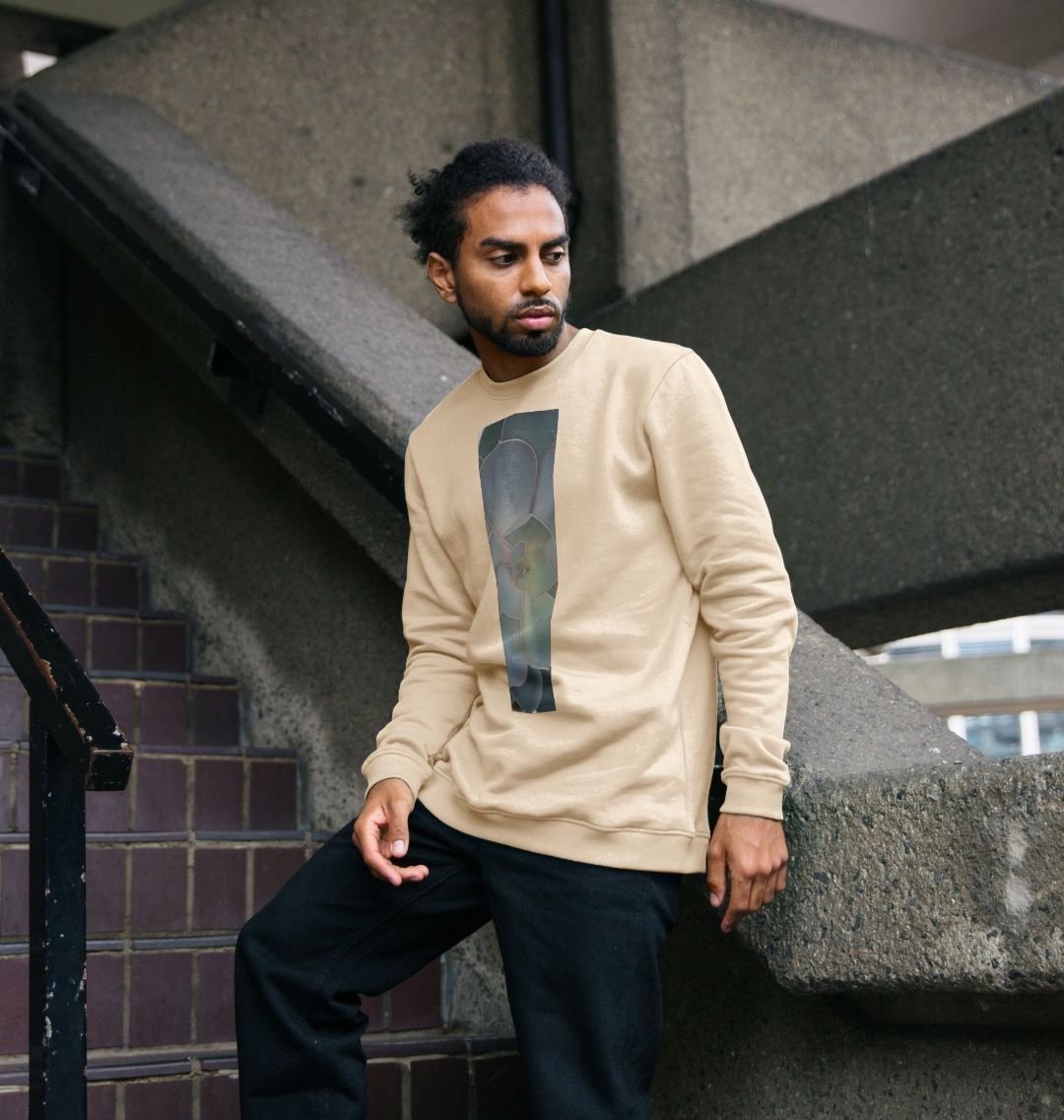 Men’s green ombré succulent banner sweater.