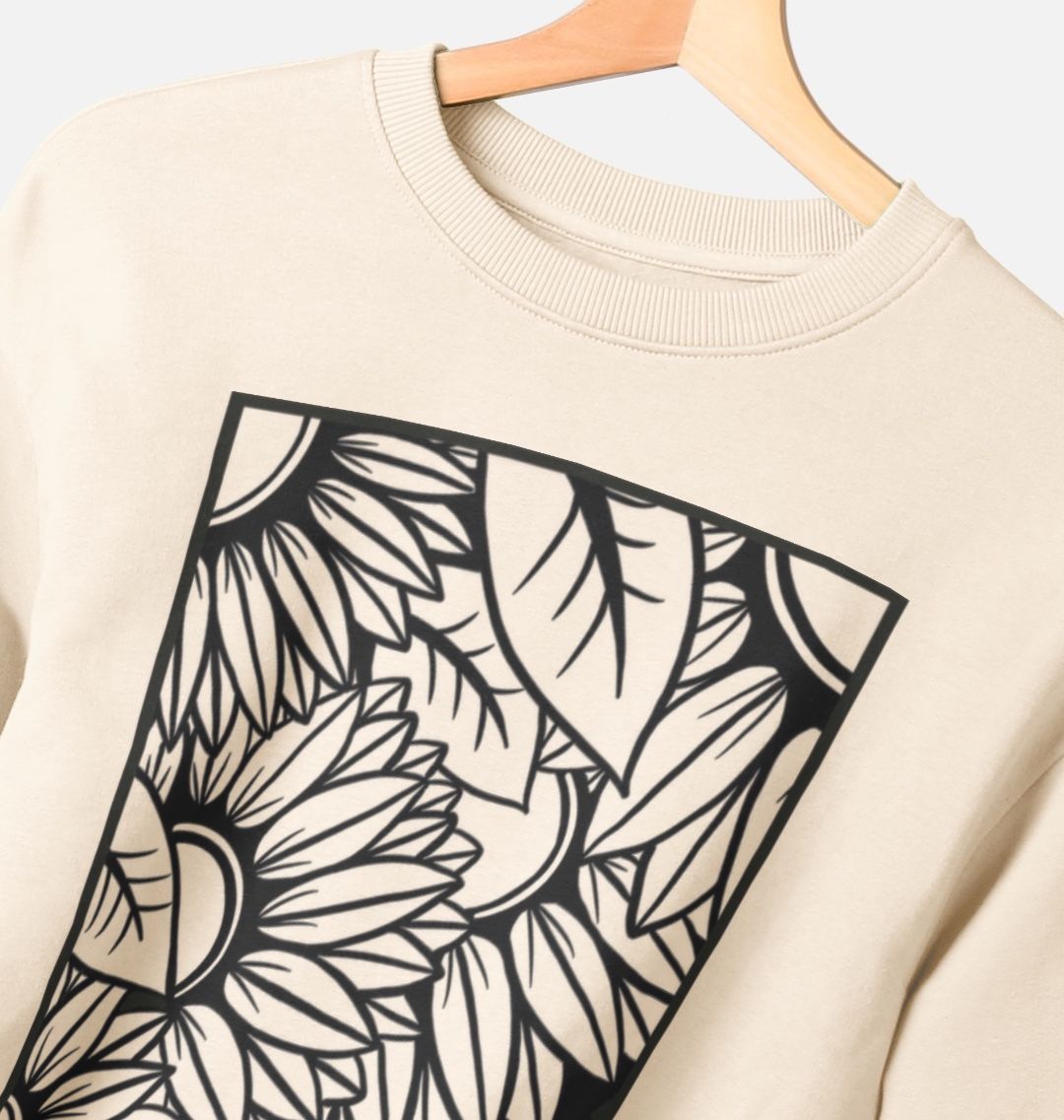 Woman’s Sunflower outline oversized sweatshirt.