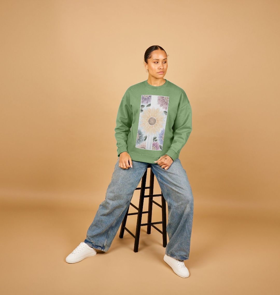 Women’s Sunflower banner oversized sweatshirt.